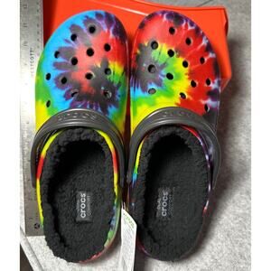 New Unique Tie Dye Fur Lined Crocs M10 W12